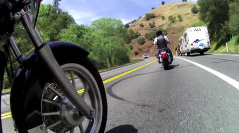MOTORCYCLE GROUP POINT OF VIEW POV RIDING AND WAVING ON COUNTRY ROAD HD 1080 Video stock 23757752