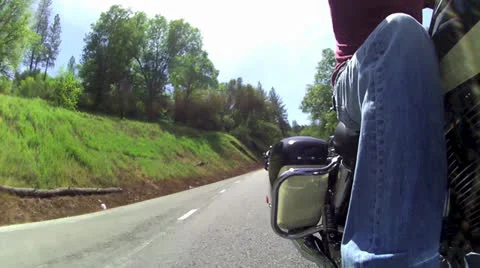 MOTORCYCLE GROUP REAR POINT OF VIEW POV RIDING COUNTRY ROAD HD 1080 LONG  CLIP Stock Footage 22957612