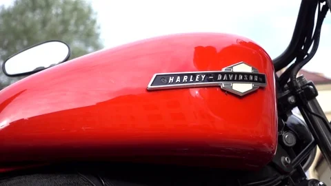 Motorcycle Harley-Davidson on the free open-air bike show - Wroclaw Poland Stock Footage 76584829