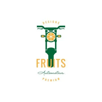 Motorcycle head lamp fruit orange fresh logo design vector icon illustration Illustration