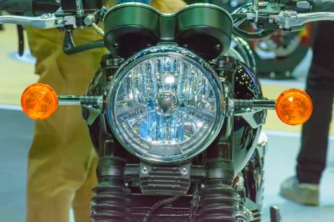 The motorcycle headlights 스톡 사진