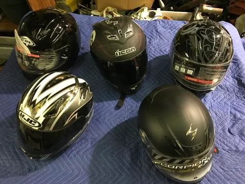 Motorcycle helmets Stock Photos