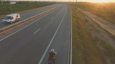 Motorcycle on a highway Stock Footage 66298109