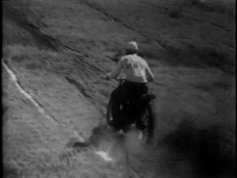 Motorcycle Hill Climb 1950s Stock Footage 80744659