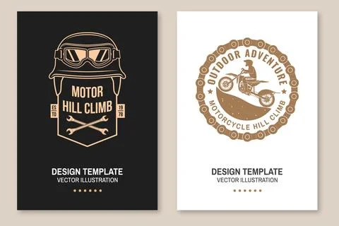Motorcycle hill climb posters. Vector. Extreme sport template with motorcyc.. Stock Illustration