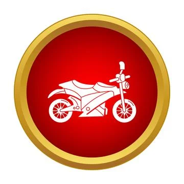 Motorcycle icon button symbolizing speed and travel Stock Illustration