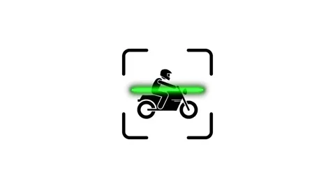 Motorcycle icon digital scanning animation with green laser light tracking .. Stock Footage 346498567