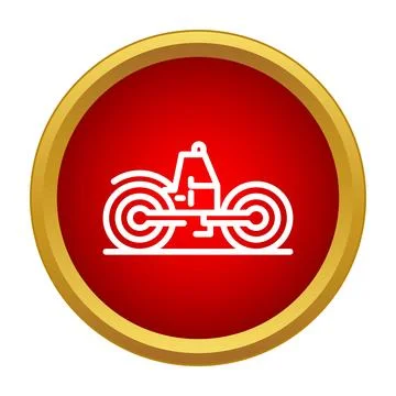 Motorcycle icon drawing inside red golden circle Stock Illustration