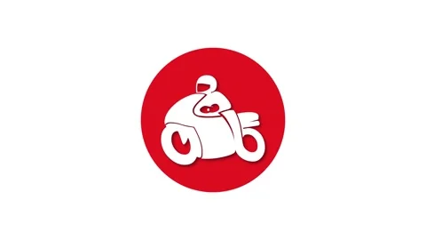 Motorcycle icon red color simple shape circle animation white background Vidéo 279368459
