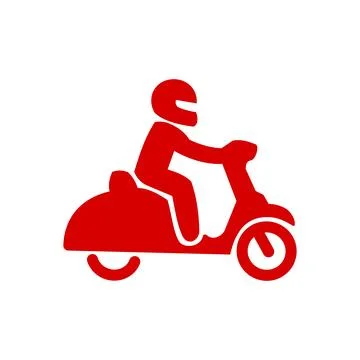 Motorcycle icon. Red flat simple icon on white background for web design Stock Illustration