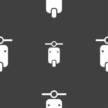 Motorcycle icon sign. Seamless pattern on a gray background. Vector Illustrazione stock