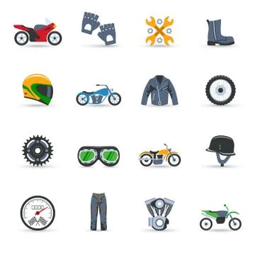 Motorcycle Icons Set Stock Illustration