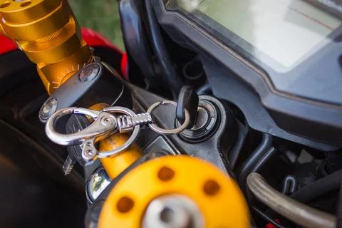 Motorcycle ignition action. Stock Photos