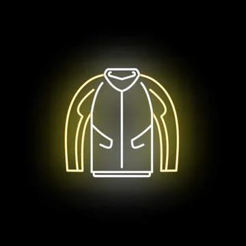 Motorcycle jacket neon light outline glow icon Stock Illustration