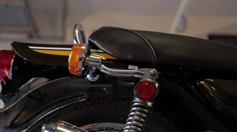 Motorcycle Kawasaki side pan Stock Footage 34334489