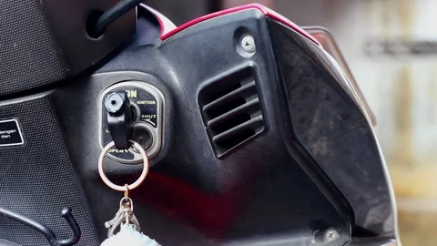 Motorcycle key stuck Stock Footage 312447733