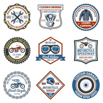 Motorcycle Label Colored Stock Illustration
