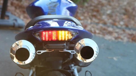 Motorcycle LED Tail Light (with audio) Stock Footage 34331465