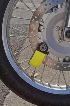 Motorcycle lock disc Stock Photos