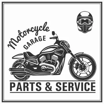 Motorcycle logo elements quality set with helmets Stock Illustration