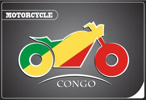 Motorcycle logo made from the flag of Congo Stock Illustration