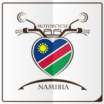 Motorcycle logo made from the flag of Namibia Stock Illustration