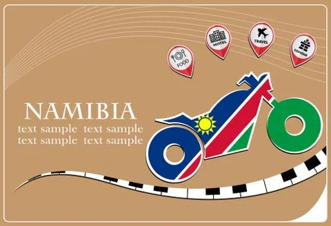 Motorcycle logo made from the flag of Namibia Stock Illustration