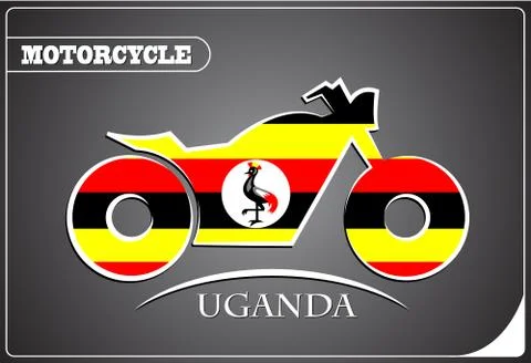 Motorcycle logo made from the flag of Uganda Illustrazione stock