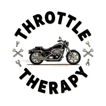 Motorcycle logo with throttle therapy text and tools tshirt design Stock Illustration