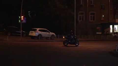 Motorcycle in the night city Stock Footage 157312165