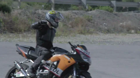 Motorcycle no hands driving Stock Footage 38028802