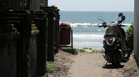 Motorcycle ocean background Video stock 10749490