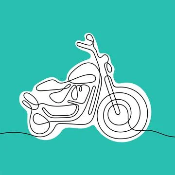 Motorcycle one line colourful vector illustration Stock Illustration