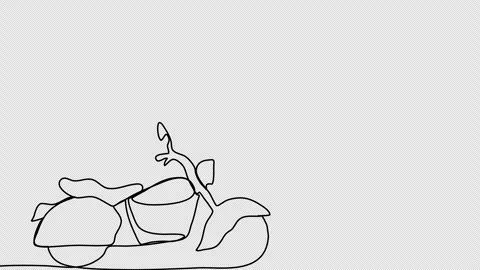 Motorcycle, one line drawing animation. Video clip with alpha channel. Stock Footage 268050832