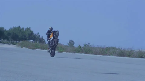 Motorcycle one wheel balance Stock Footage 37793936
