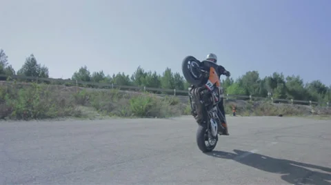 Motorcycle one wheel balance Stock Footage 38028005