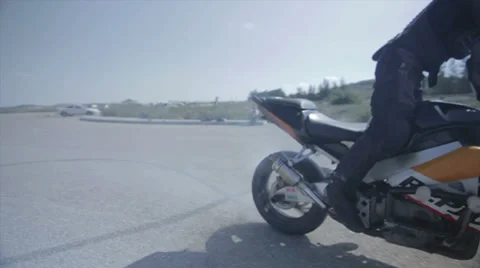Motorcycle one wheel balance Stock Footage 38043102