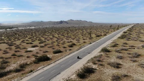 Motorcycle Open Road 2 Drone Footage Stock Footage 106121114