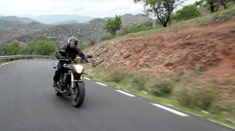 Motorcycle overtake on a cloudy day Stock-Footage 11139924