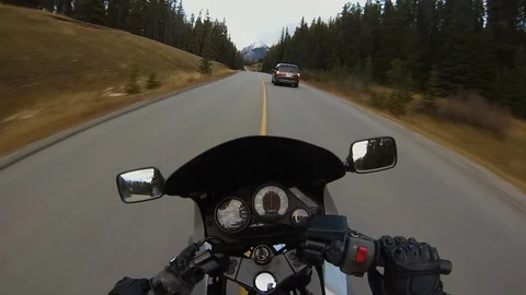 Motorcycle overtaking Stock Footage 107736579