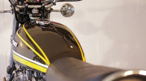 Motorcycle pan up to speedometer Stock Footage 34333038