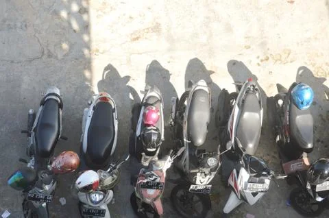 Motorcycle parking Stock Photos