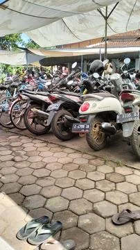Motorcycle parking space Foto stock