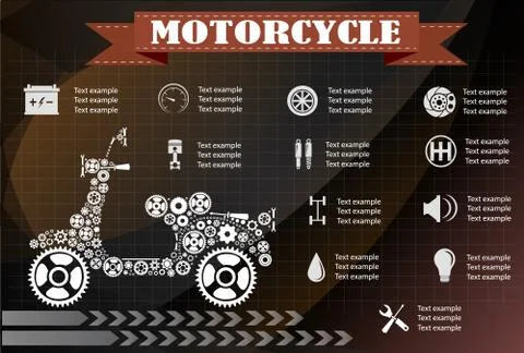 Motorcycle part information. Vector illustration Stock Illustration