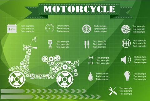 Motorcycle part information. Vector illustration Stock Illustration