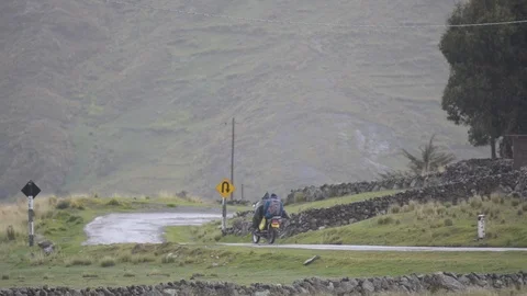 Motorcycle in the Peruvian Andes Stock Footage 112206756