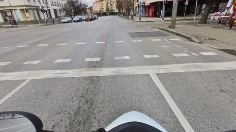 Motorcycle Point of View Riding Through Vasil Levski Monument Roundabout in Stock Footage 345898663