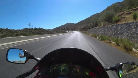 Motorcycle POV on highway turns Stock Footage 201245256