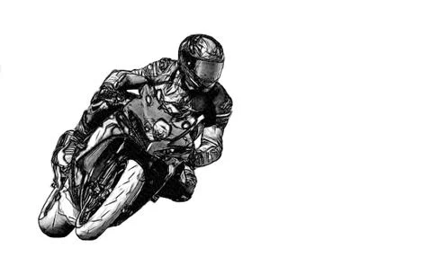 Motorcycle practice leaning into a fast corner on track Stock Illustration
