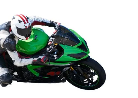 Motorcycle practice leaning into a fast corner on track 库存照片
